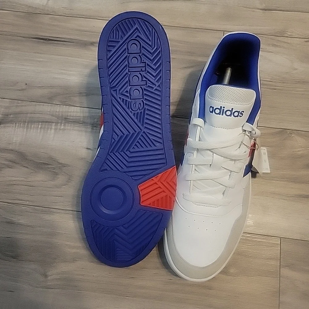 Adidas VL Court 3.0 Shoes Mens 12 White Blue Red Stripe Skatebording Sneaker NEW
